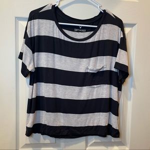 American Eagle Striped Cropped Tee